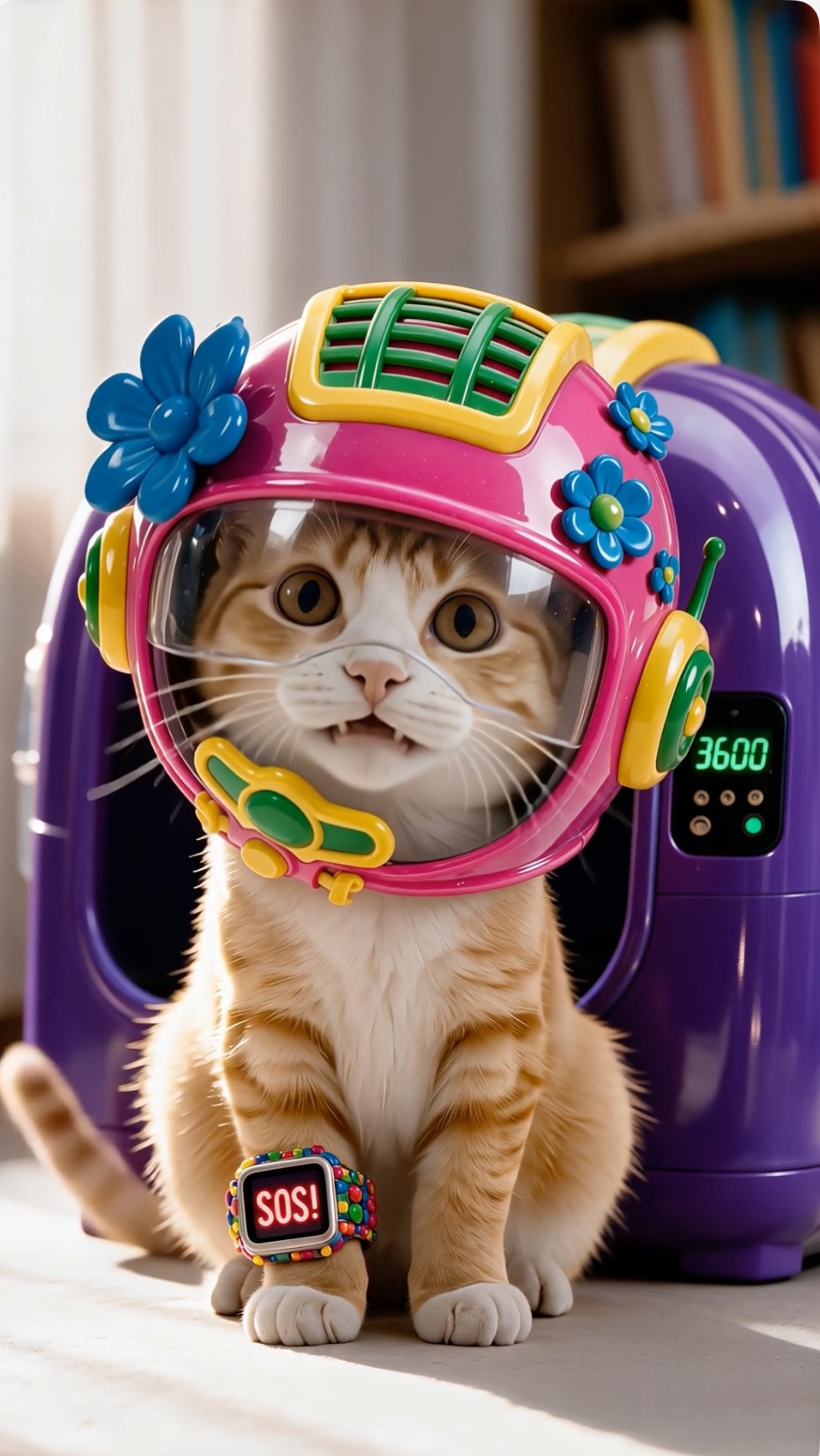 Умка, рыжая кошка, в шлеме космонавта